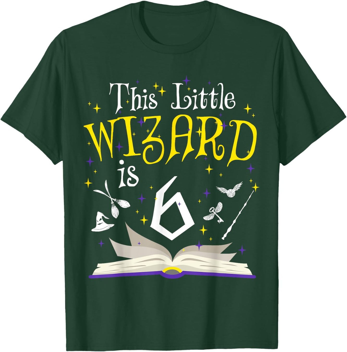6th B-Day Magic Wizard 6 Year Old Birthday Matching Family T-Shirt - T-Shirt | Forest