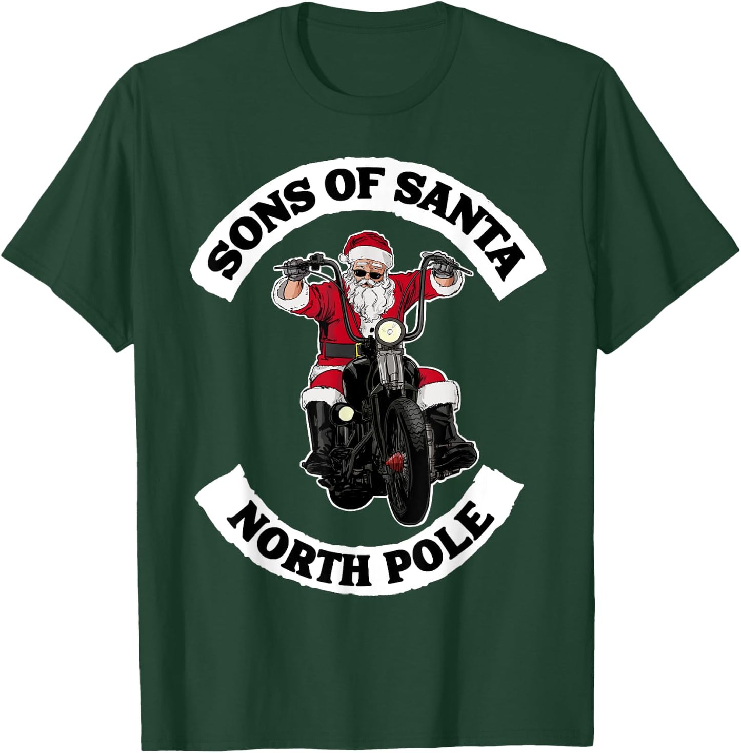 Sons of Santa Biker Santa Funny Santa on Motorcycle T-Shirt - T-Shirt | Forest