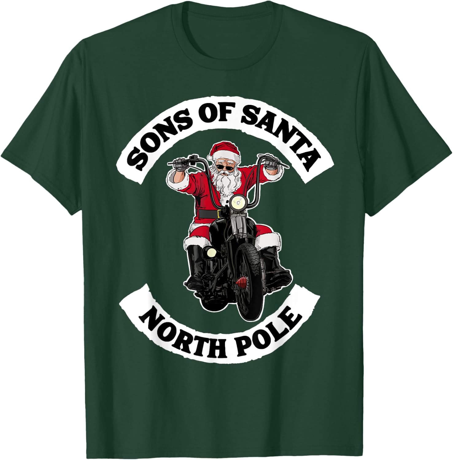 Sons of Santa Biker Santa Funny Santa on Motorcycle T-Shirt - T-Shirt | Forest