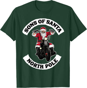 Sons of Santa Biker Santa Funny Santa on Motorcycle T-Shirt - T-Shirt | Forest
