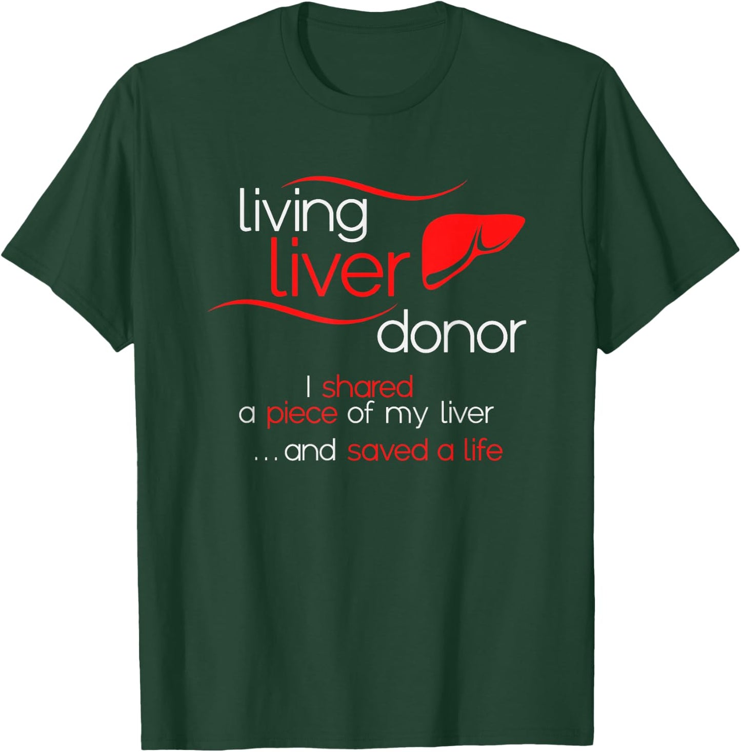 KNS Transplant Gear -Adults Black Modern Living Liver Donor Awareness Small Classic Fit Crew Collar Short Sleeve T-Shirt - T-Shirt | Forest