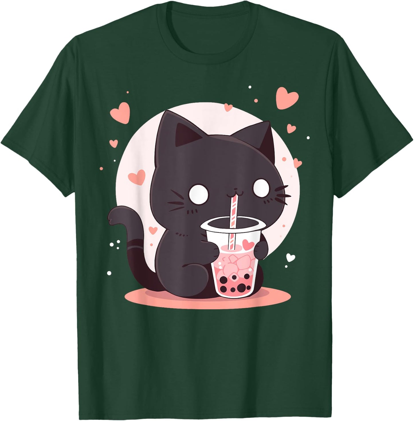 Kawaii Black Cat Boba Cute Japan Anime Bubble Tea Neko Teen Women T-Shirt - T-Shirt | Forest