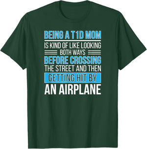 T1D Diabetes Warrior Mother Type 1 Diabetes Fighter Mom T-Shirt - T-Shirt | Forest