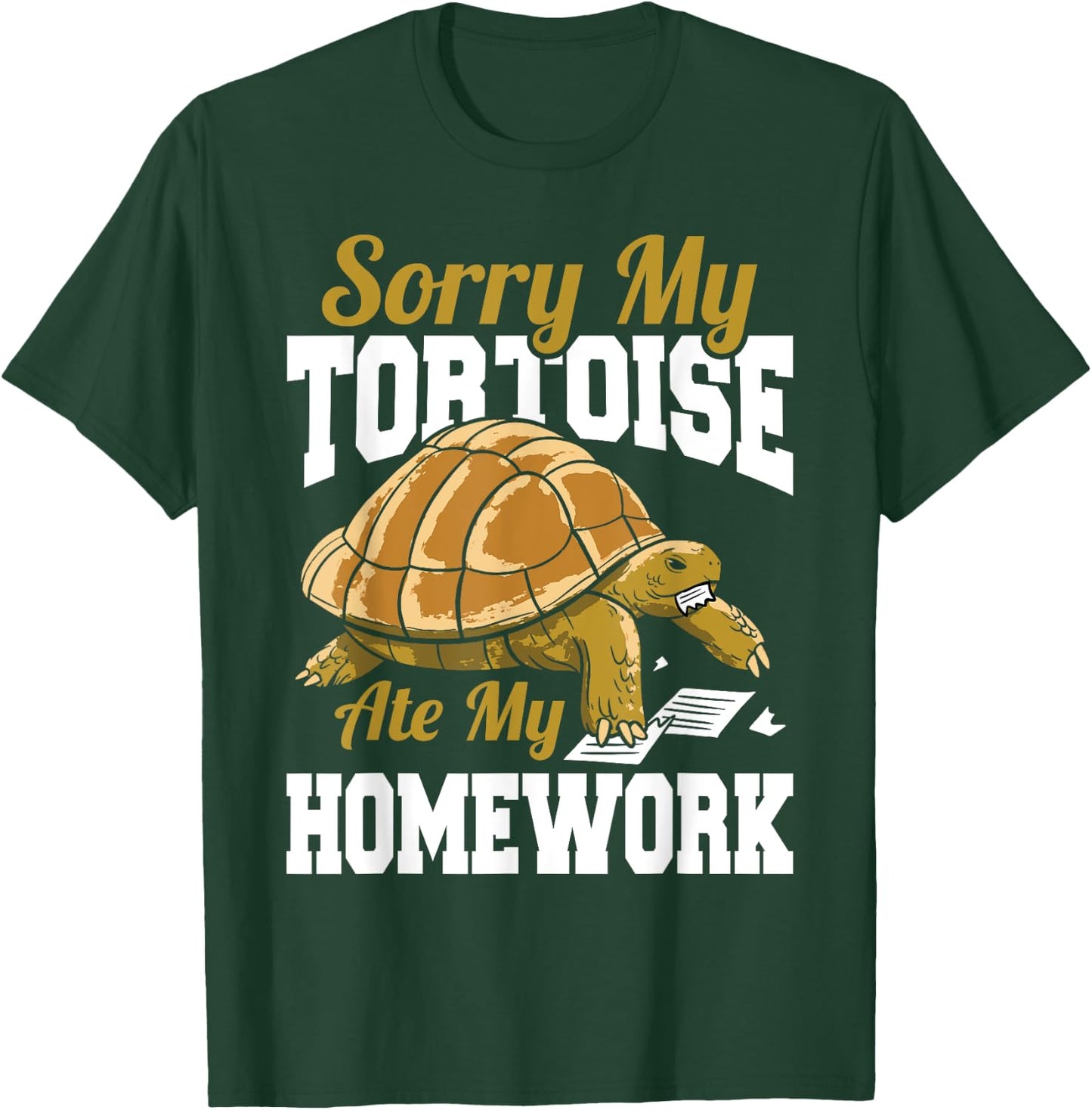 Sorry My Tortoise Ate My Homework School Reptile Kids T-Shirt - T-Shirt | Forest
