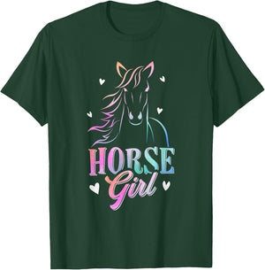 Horse Graphic Women Girls Horseback Riding Horse Lover T-Shirt - T-Shirt | Forest