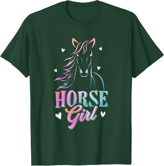 Horse Graphic Women Girls Horseback Riding Horse Lover T-Shirt - T-Shirt | Forest