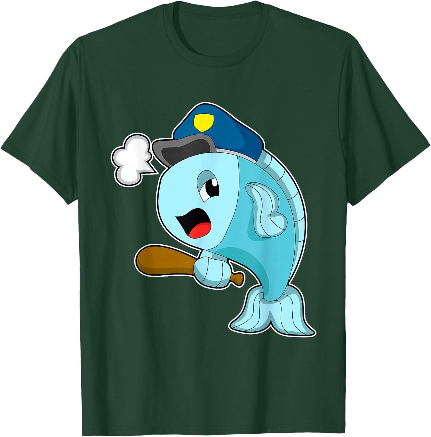 Fish Cop Baton Police T-Shirt - T-Shirt | Forest