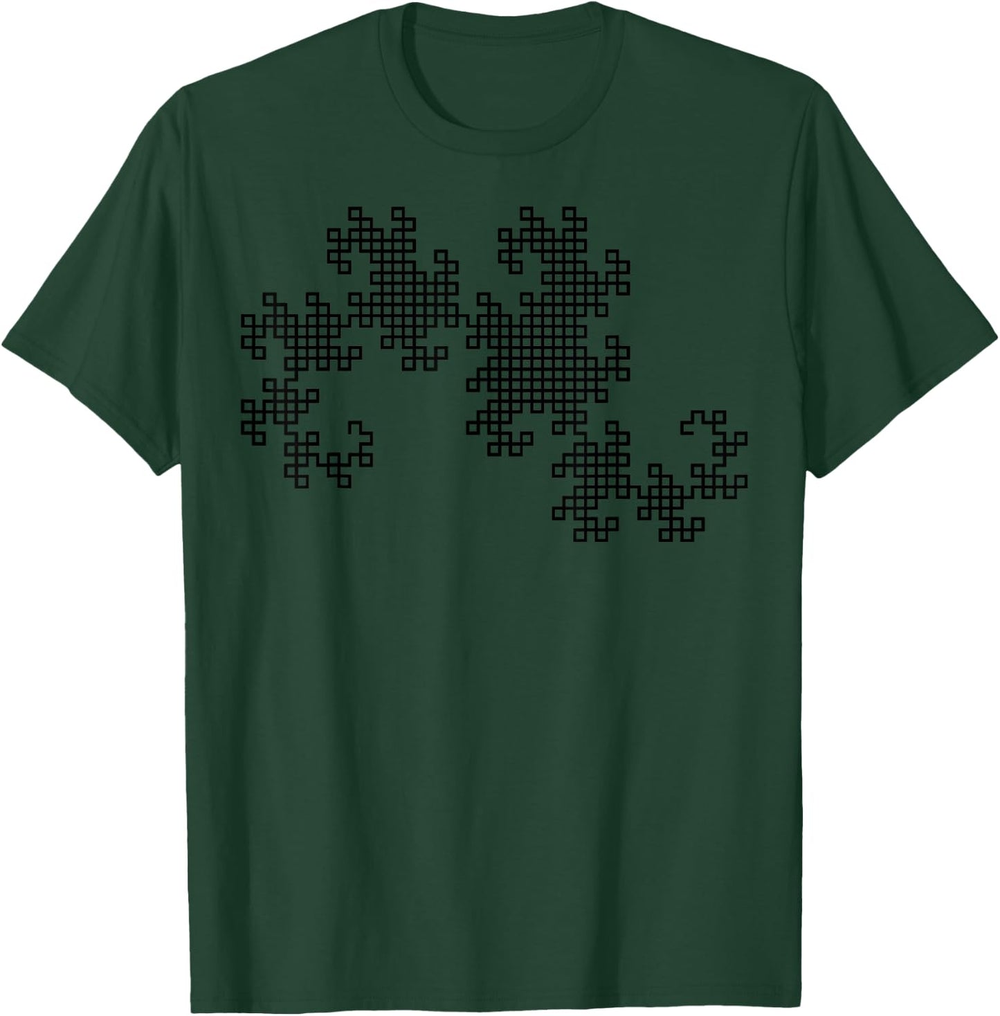 Nerdy Black Dragon Curve Fractal Geometry Math Teacher Geek T-Shirt - T-Shirt | Forest
