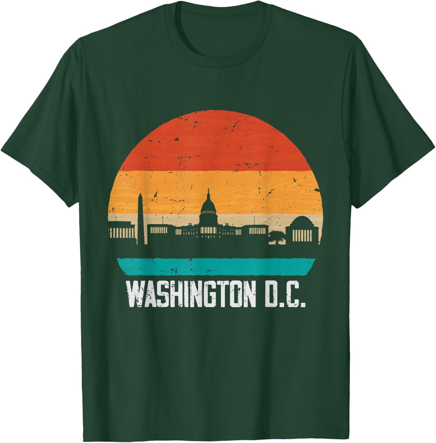 Washington D.C. USA Retro Vintage Sunset Skyline T-Shirt - T-Shirt | Forest