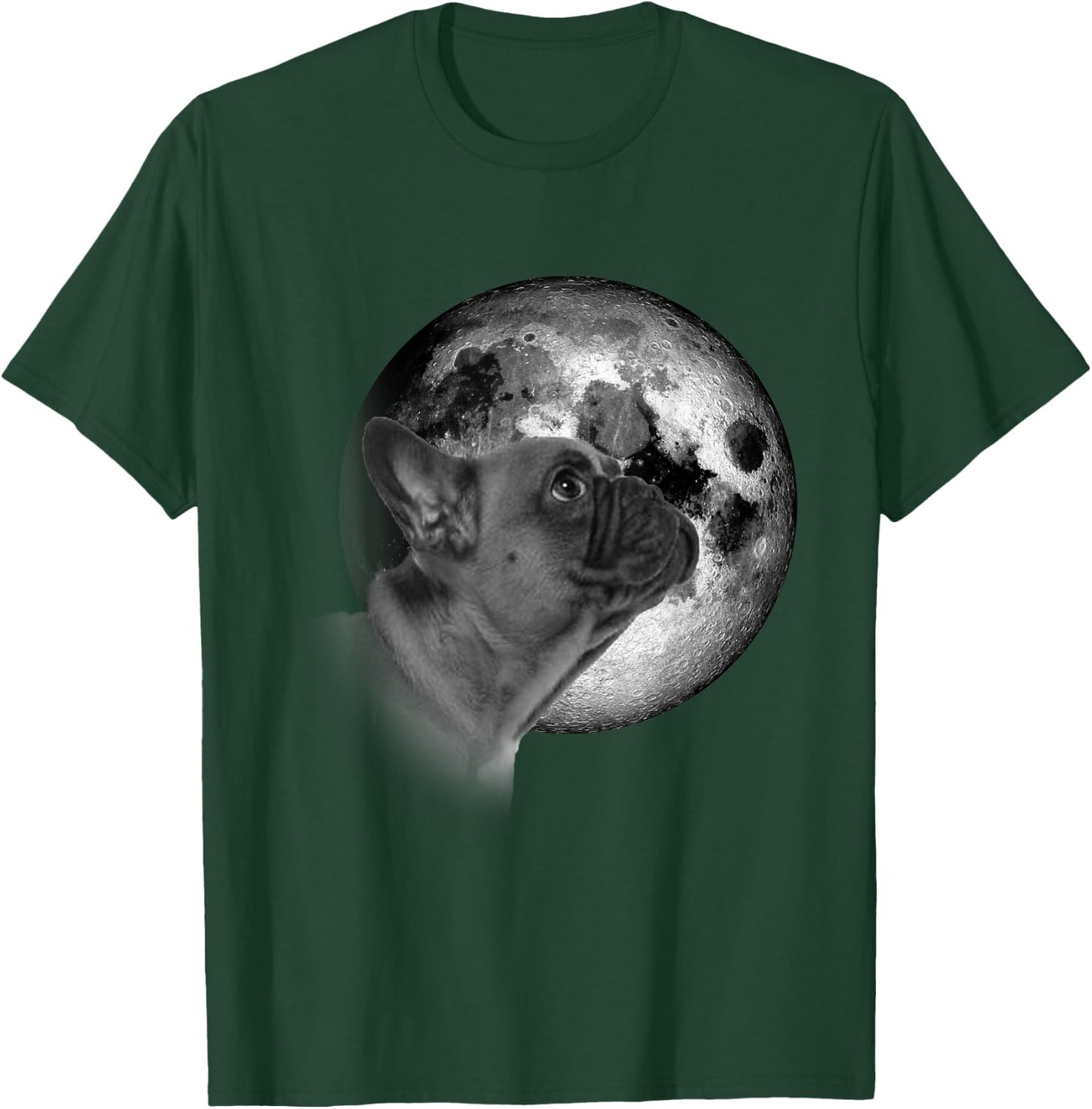 Funny cute French Bulldog with Moon Frenchie Dog Lovers T-Shirt - T-Shirt | Forest