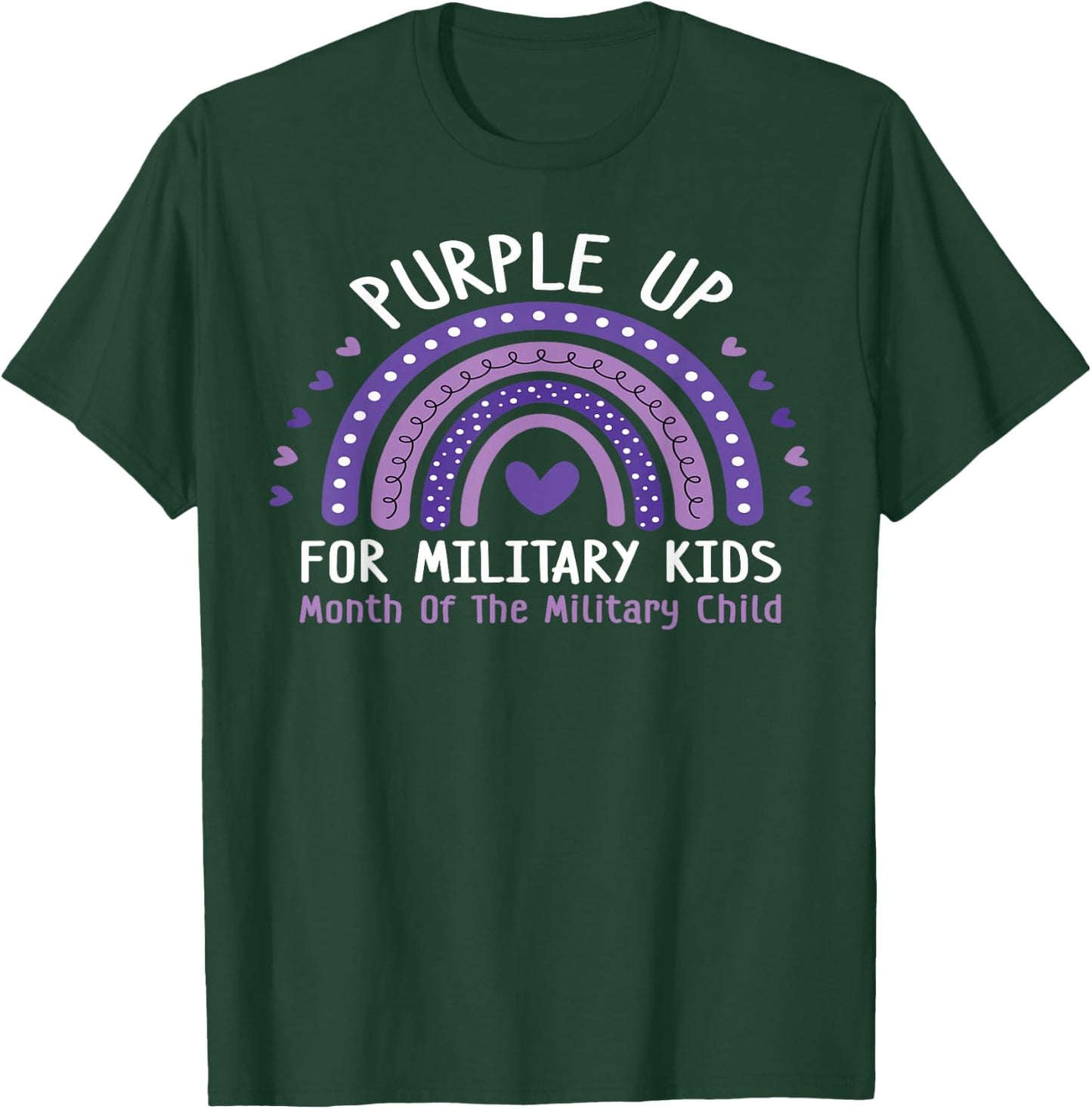 Military Children Month Rainbow Purple Up For Military Kids T-Shirt - T-Shirt | Forest