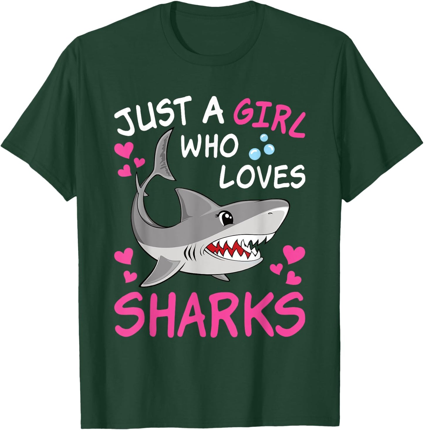 Just A Girl Who Loves Sharks Funny Ocean Animal Shark Kid T-Shirt - T-Shirt | Forest