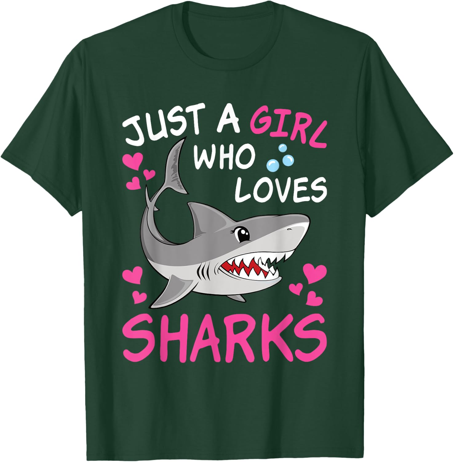 Just A Girl Who Loves Sharks Funny Ocean Animal Shark Kid T-Shirt - T-Shirt | Forest