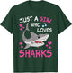 Just A Girl Who Loves Sharks Funny Ocean Animal Shark Kid T-Shirt - T-Shirt | Forest