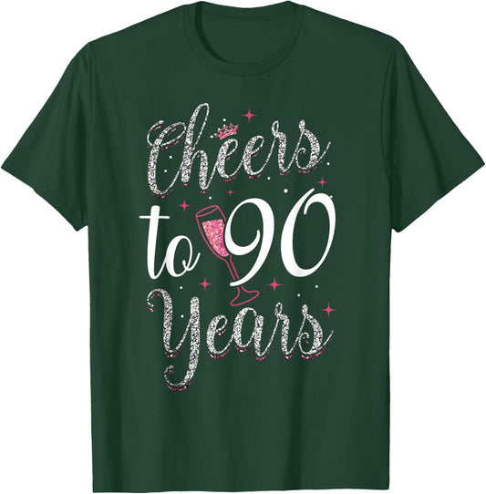 Cheers To 90 Years 90th Birthday T-Shirt - T-Shirt | Forest
