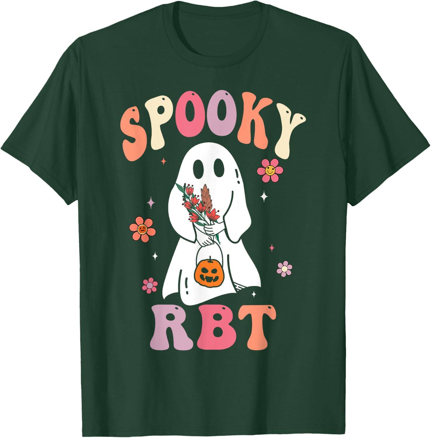 Retro Spooky Rbt Behavior Technician Halloween Rbt Therapist T-Shirt - T-Shirt | Forest