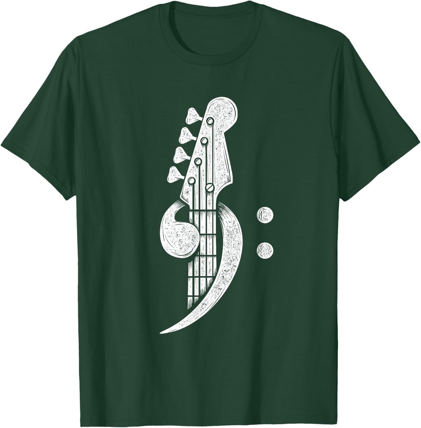 Bass Cleff - Headstock Bassist Bass Guitar Musician Music T-Shirt - T-Shirt | Forest