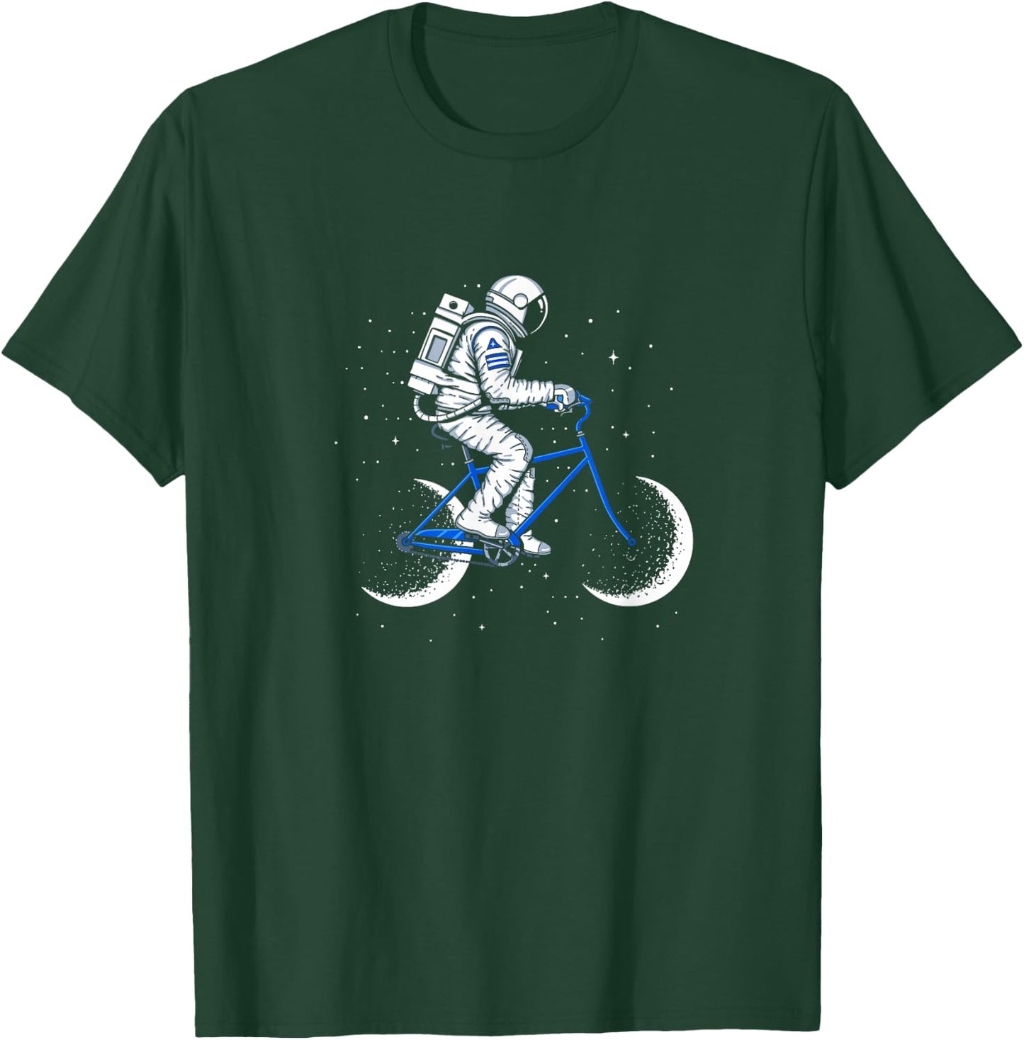Moon Cycle Astronaut on Bicycle Space Galaxy T-Shirt - T-Shirt | Forest