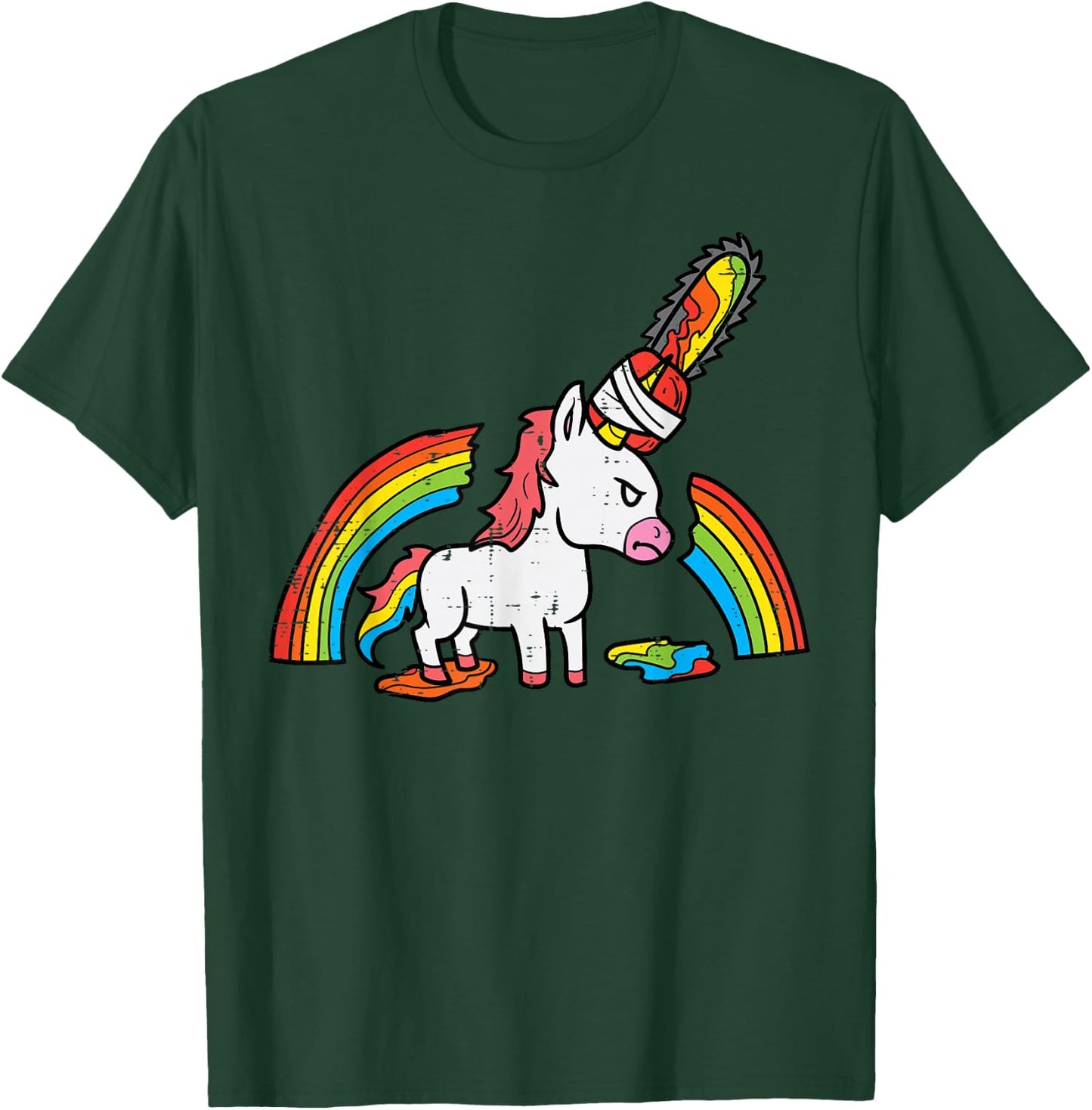Unicorn Chainsaw Horror Funny Grim Halloween Men Women Kids T-Shirt - T-Shirt | Forest