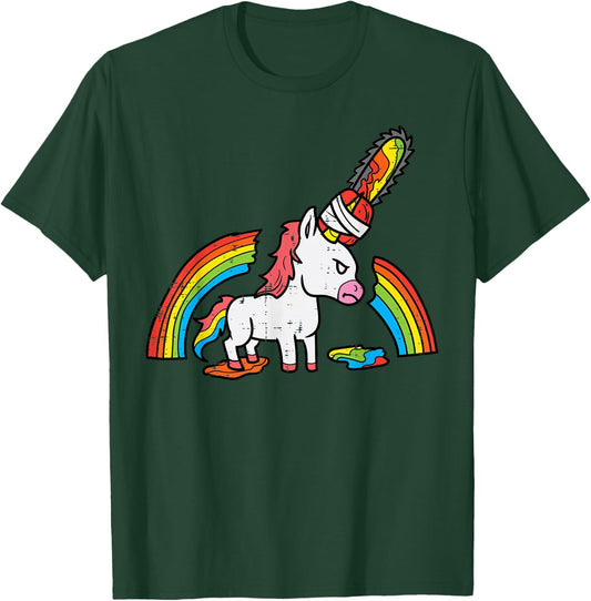 Unicorn Chainsaw Horror Funny Grim Halloween Men Women Kids T-Shirt - T-Shirt | Forest