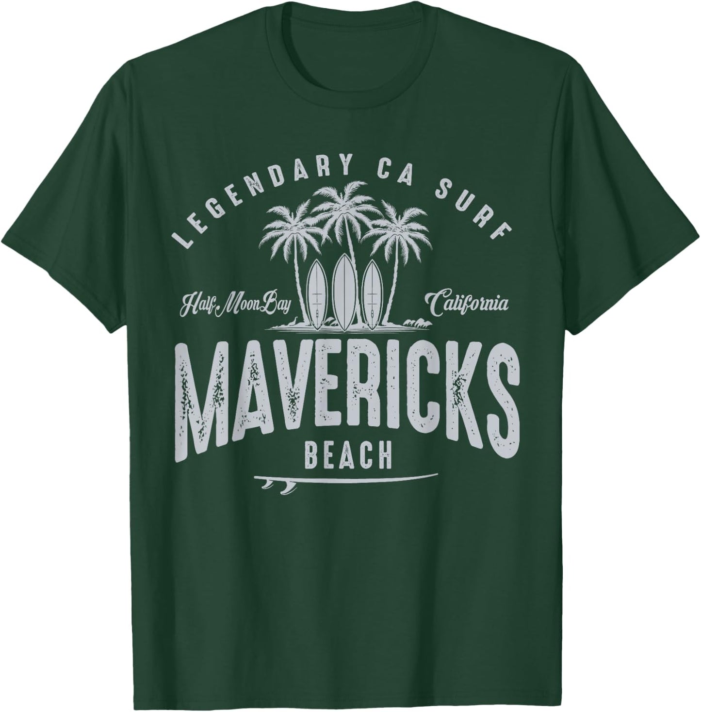THREE VINTAGE SURFBOARDS AND PALMS - Mavericks Beach Men Women Kids T-Shirt - T-Shirt | Forest