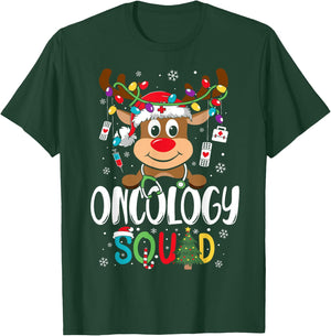 Oncology Nurse Squad Reindeer Stethoscope Nurse Christmas T-Shirt - T-Shirt | Forest