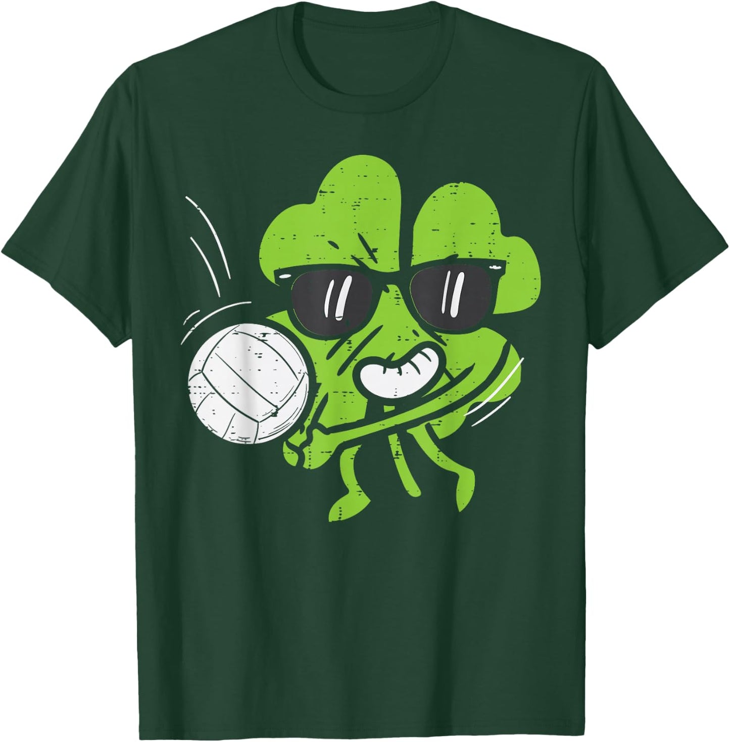 Shamrock Playing Volleyball Cute St Patricks Day Boys Girls T-Shirt - T-Shirt | Forest