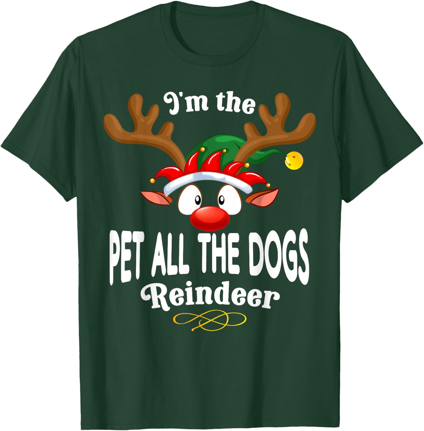 Christmas PJS Pet all the dogs XMas Reindeer Matching T-Shirt - T-Shirt | Forest