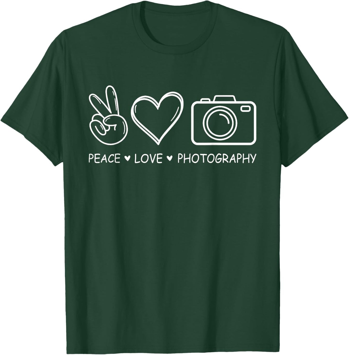 Photographer Photo Harmony - Peace Love Photography T-Shirt - T-Shirt | Forest