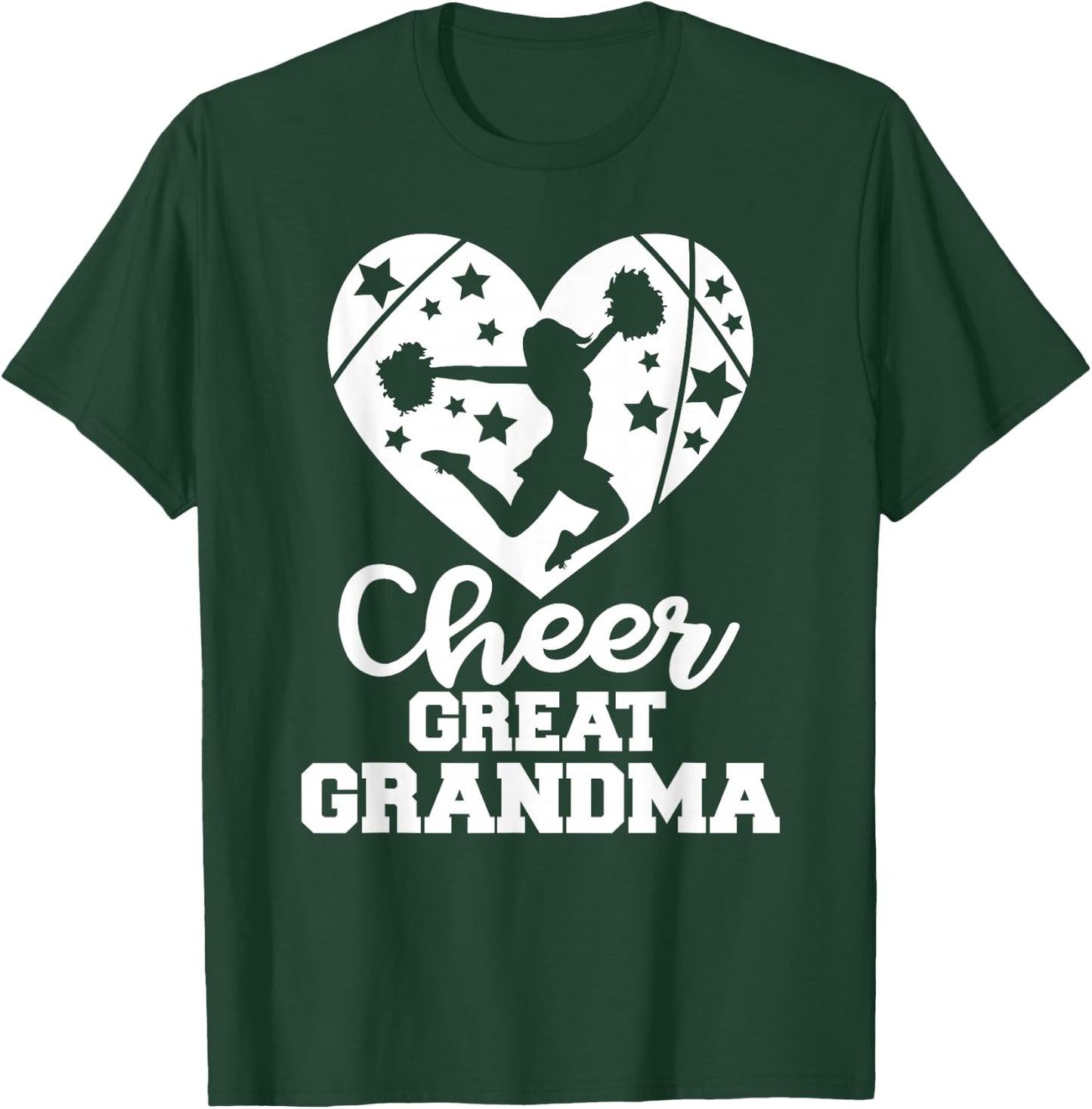 Cheer Great Grandma Heart Funny Cheerleader T-Shirt - T-Shirt | Forest