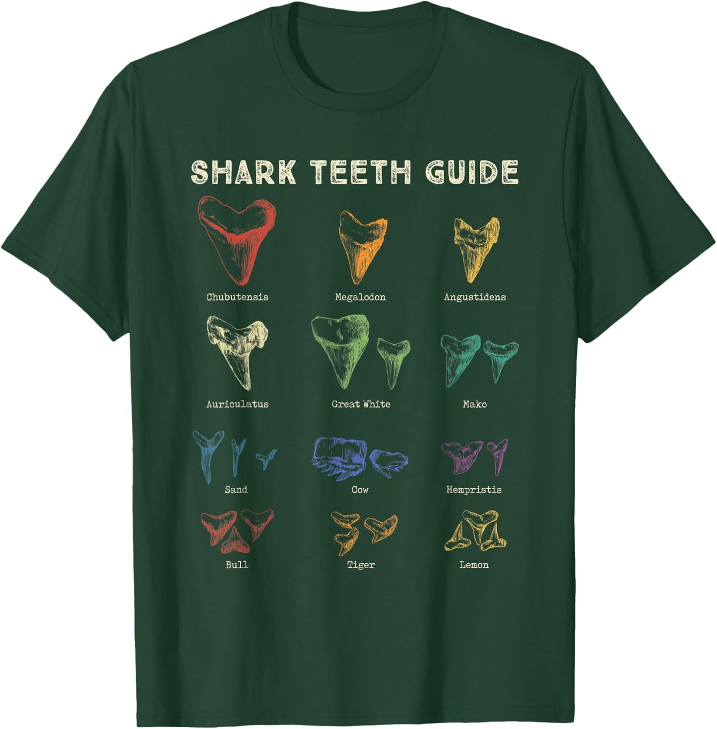 Retro Shark Teeth Guide Fossil Tooth Collector T-Shirt - T-Shirt | Forest