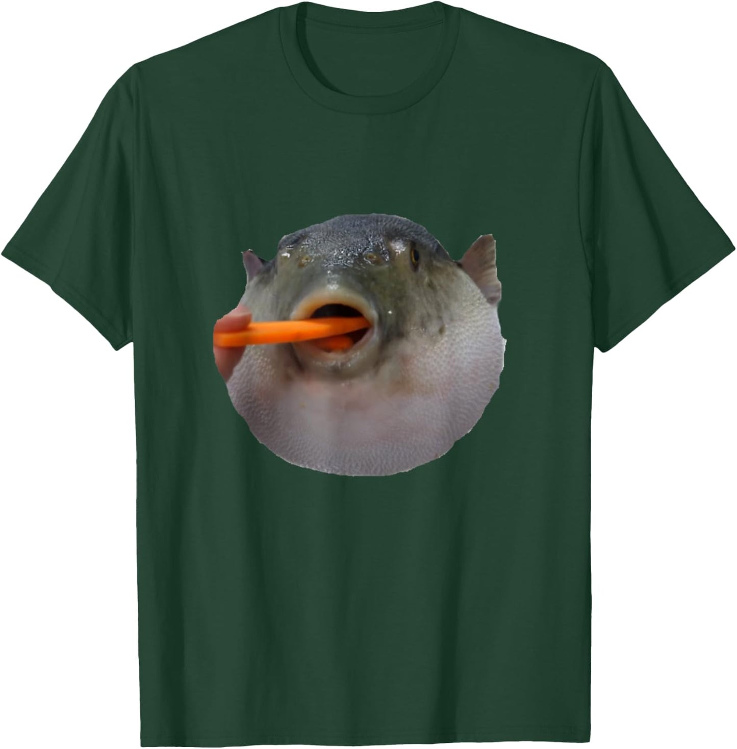 Pufferfish Eating a Carrot Meme T-Shirt - T-Shirt | Forest