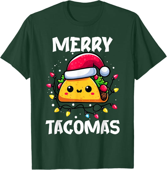 Merry Tacomas Christmas Taco Santa Claus Hat Funny Boys T-Shirt - T-Shirt | Forest