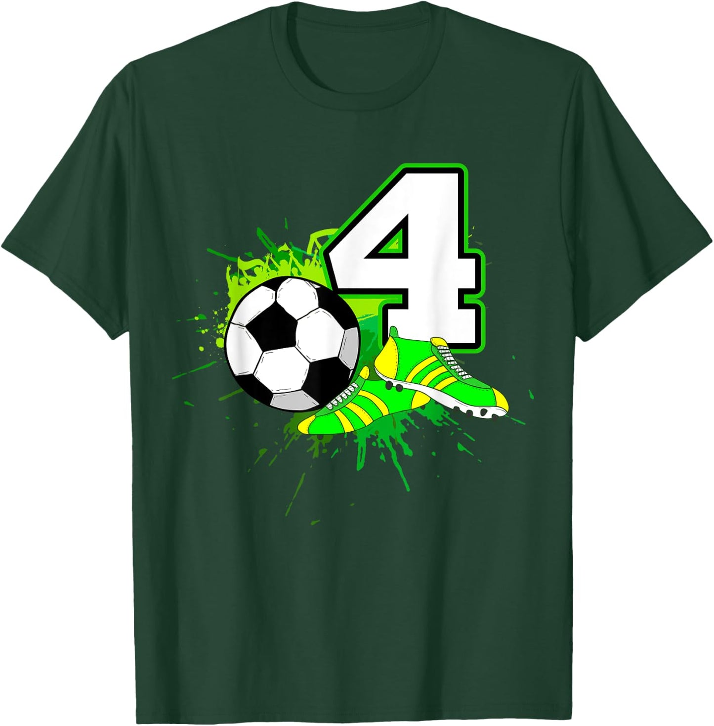 4th Birthday Soccer Football Sport 4 Year Old Funny B-Day T-Shirt - T-Shirt | Forest