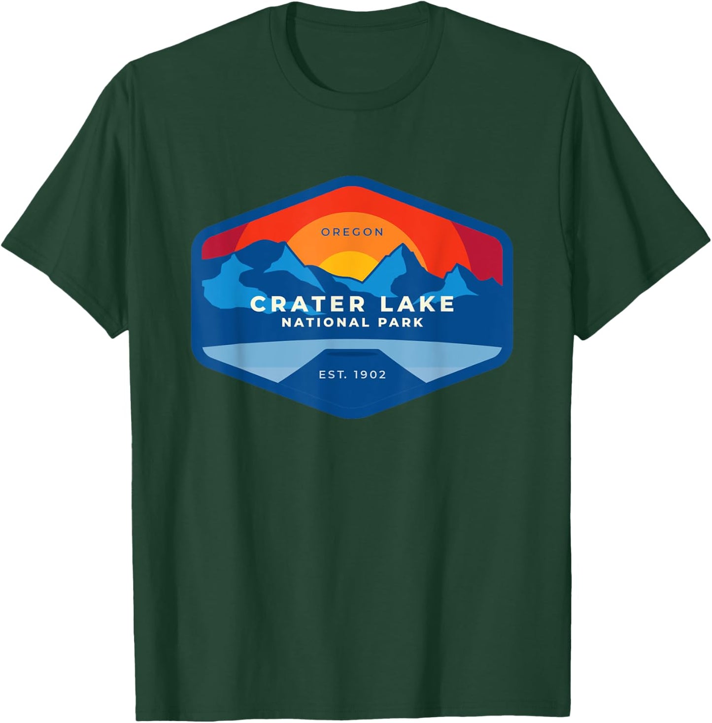 Vintage Sunset At Crater Lake National Park Oregon T-Shirt - T-Shirt | Forest