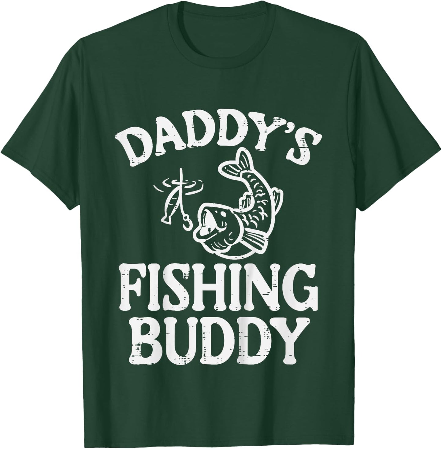 Kids Daddys Fishing Buddy Cute Girls Boys Son Kids Toddler Youth T-Shirt - T-Shirt | Forest