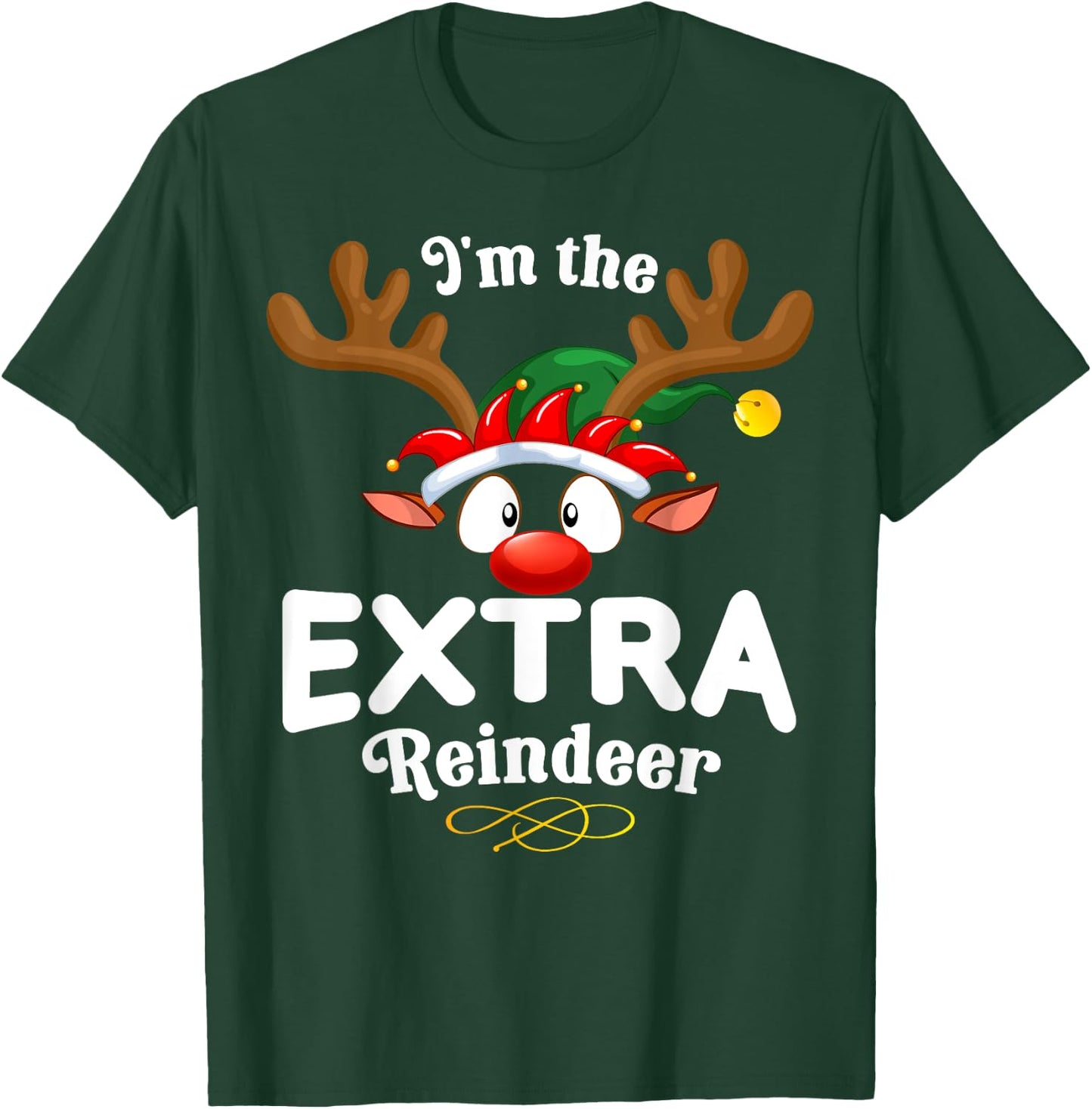 Christmas PJS Extra XMas Reindeer Matching T-Shirt - T-Shirt | Forest