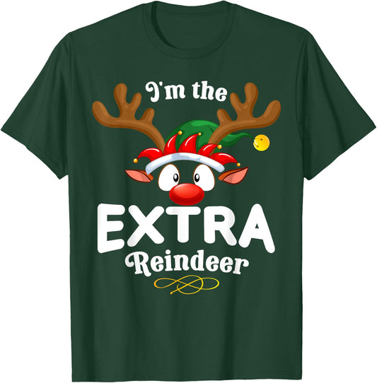 Christmas PJS Extra XMas Reindeer Matching T-Shirt - T-Shirt | Forest