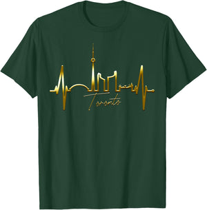 Toronto Skyline Heartbeat Canadian Lover I Love Canada T-Shirt - T-Shirt | Forest