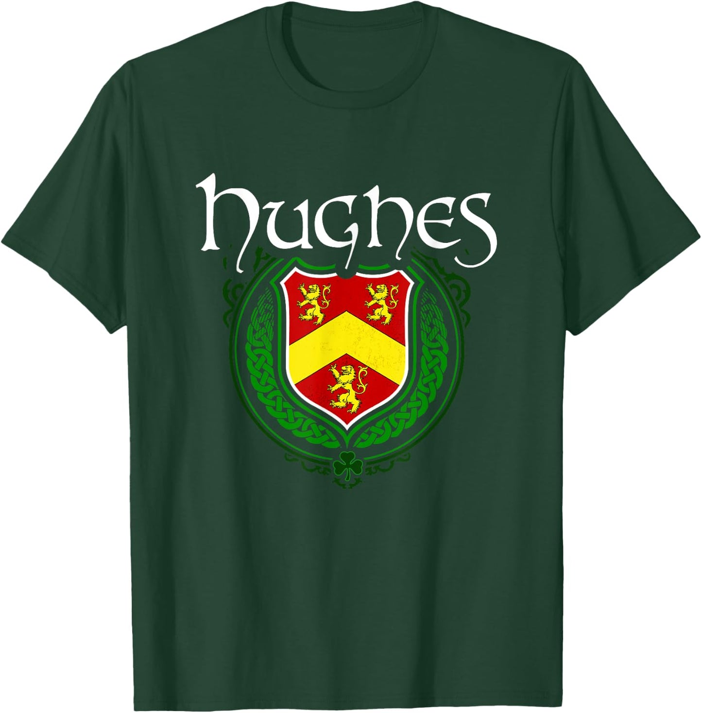 Hughes Surname Irish Clan Tartan Badge Ireland T-Shirt - T-Shirt | Forest