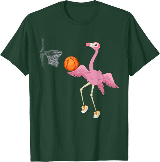 Flamingo Basketball Flamingo Playing Basketball Flamingo T-Shirt - T-Shirt | Forest