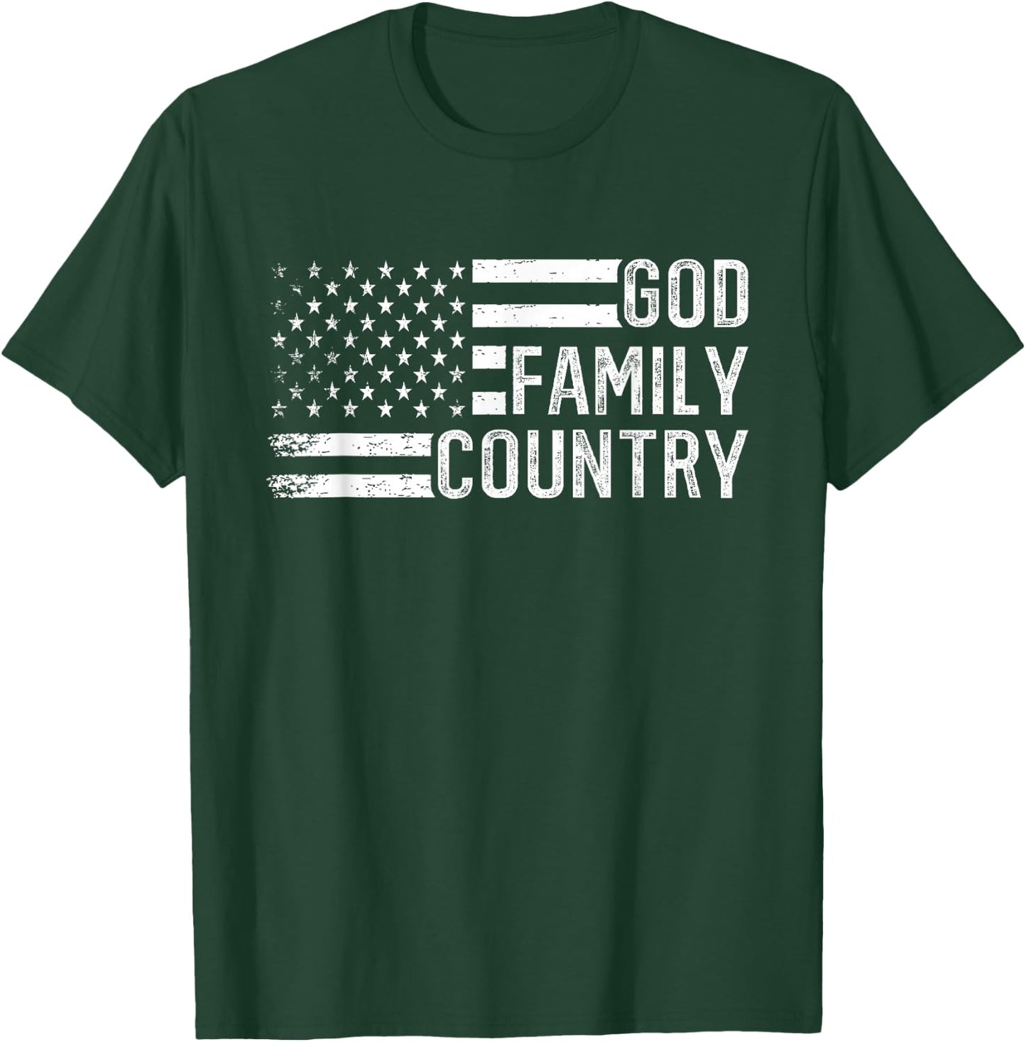 God Family Country - Patriotic Christian US Flag T-Shirt - T-Shirt | Forest