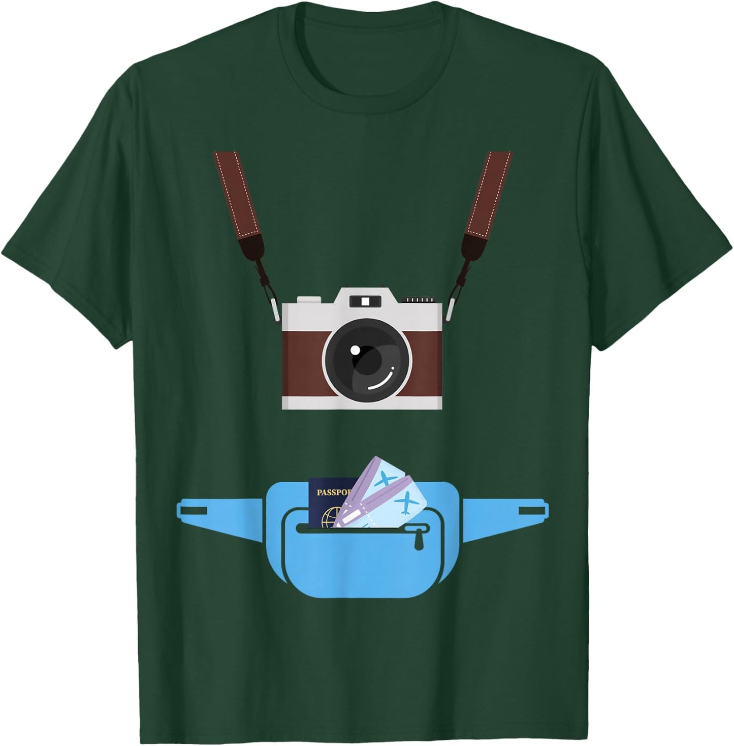 Tourist Spirit Day Camera Passport Fanny-Pack T-Shirt - T-Shirt | Forest