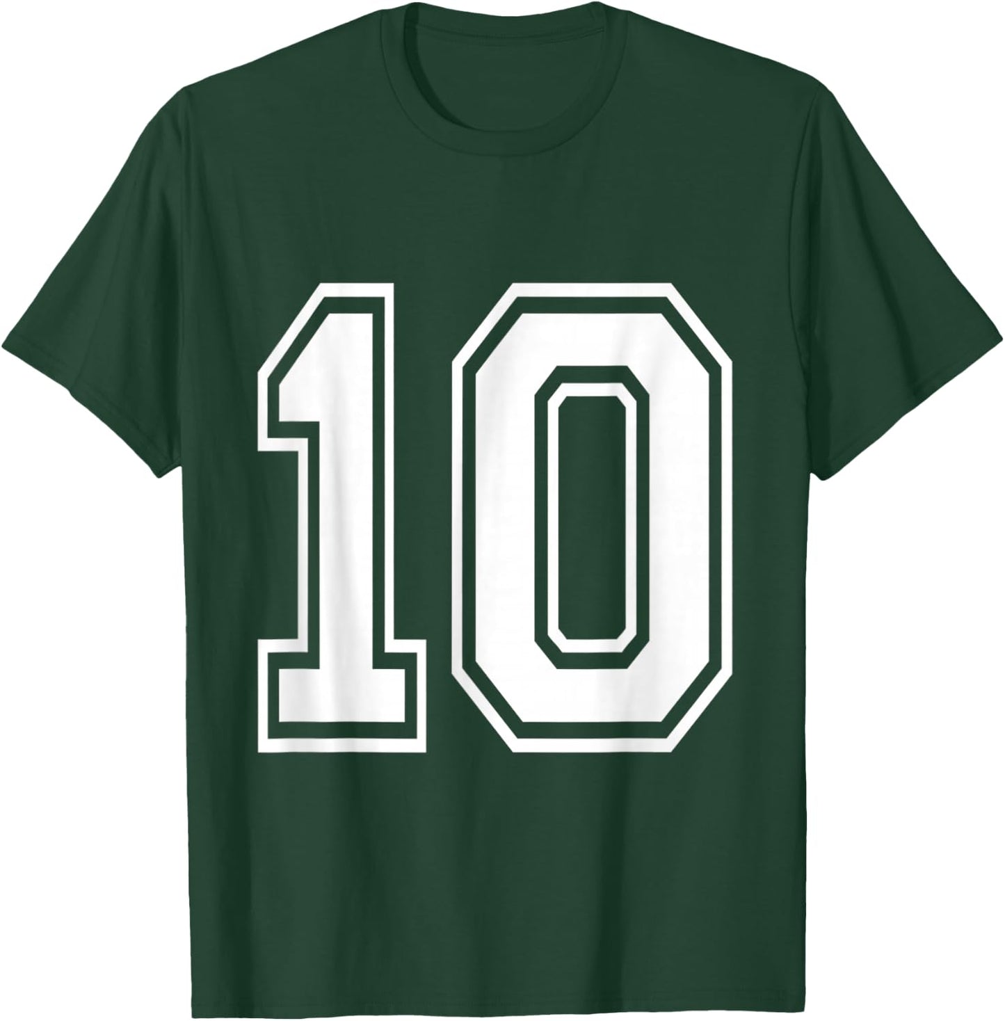 Number 10 Baseball Football Soccer Numbered Jersey T-Shirt - T-Shirt | Forest