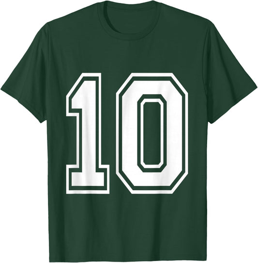 Number 10 Baseball Football Soccer Numbered Jersey T-Shirt - T-Shirt | Forest