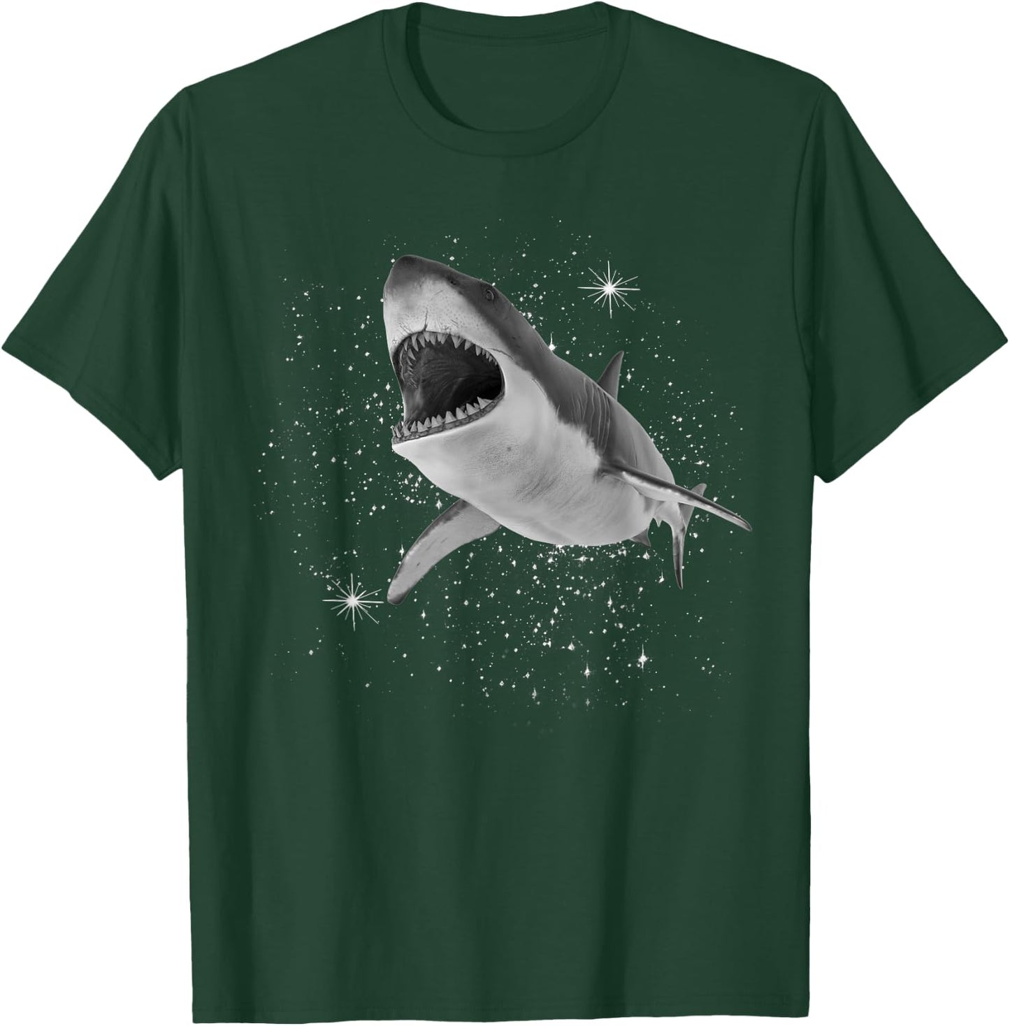 Shark Black and White Starry Stars T-Shirt - T-Shirt | Forest