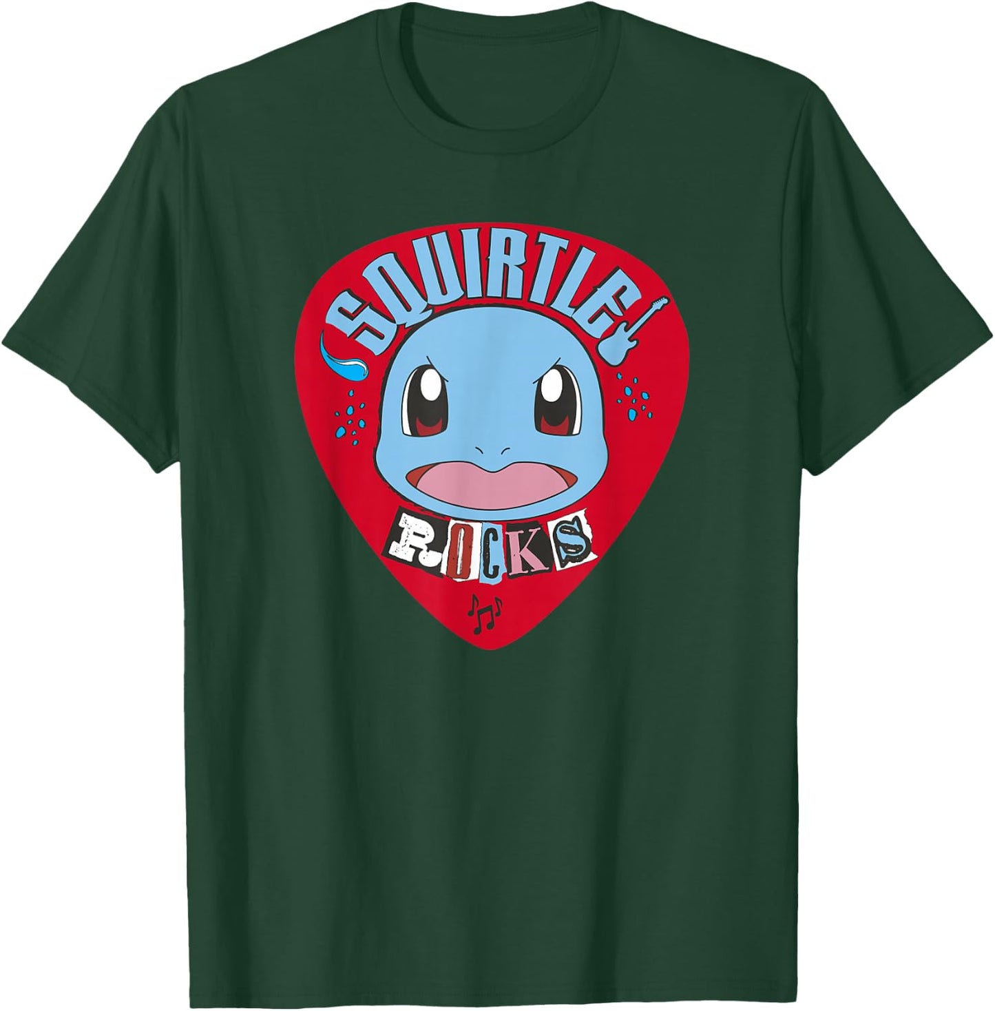 Pokémon Squirtle Rocks Retro Guitar Pick Portrait T-Shirt - T-Shirt | Forest