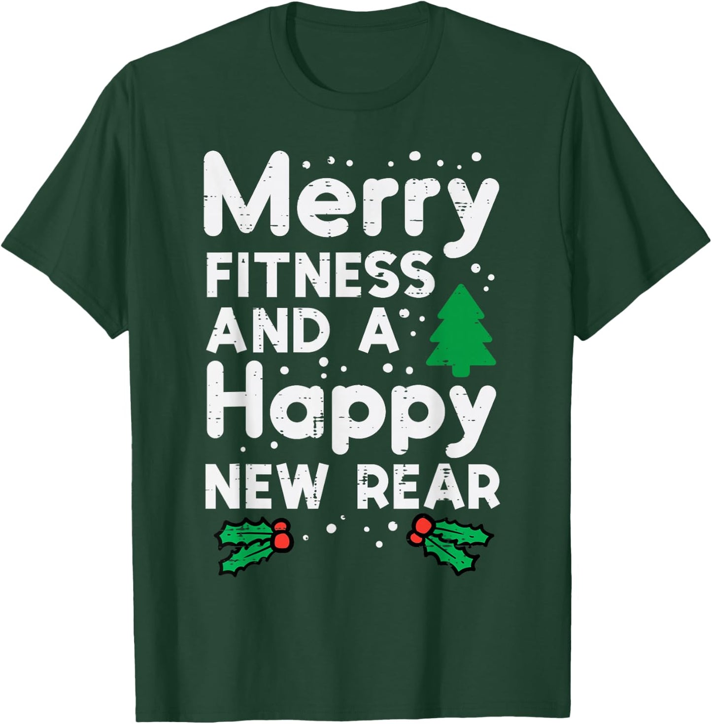Christmas Merry Fitness Happy New Rear Xmas Workout Women T-Shirt - T-Shirt | Forest