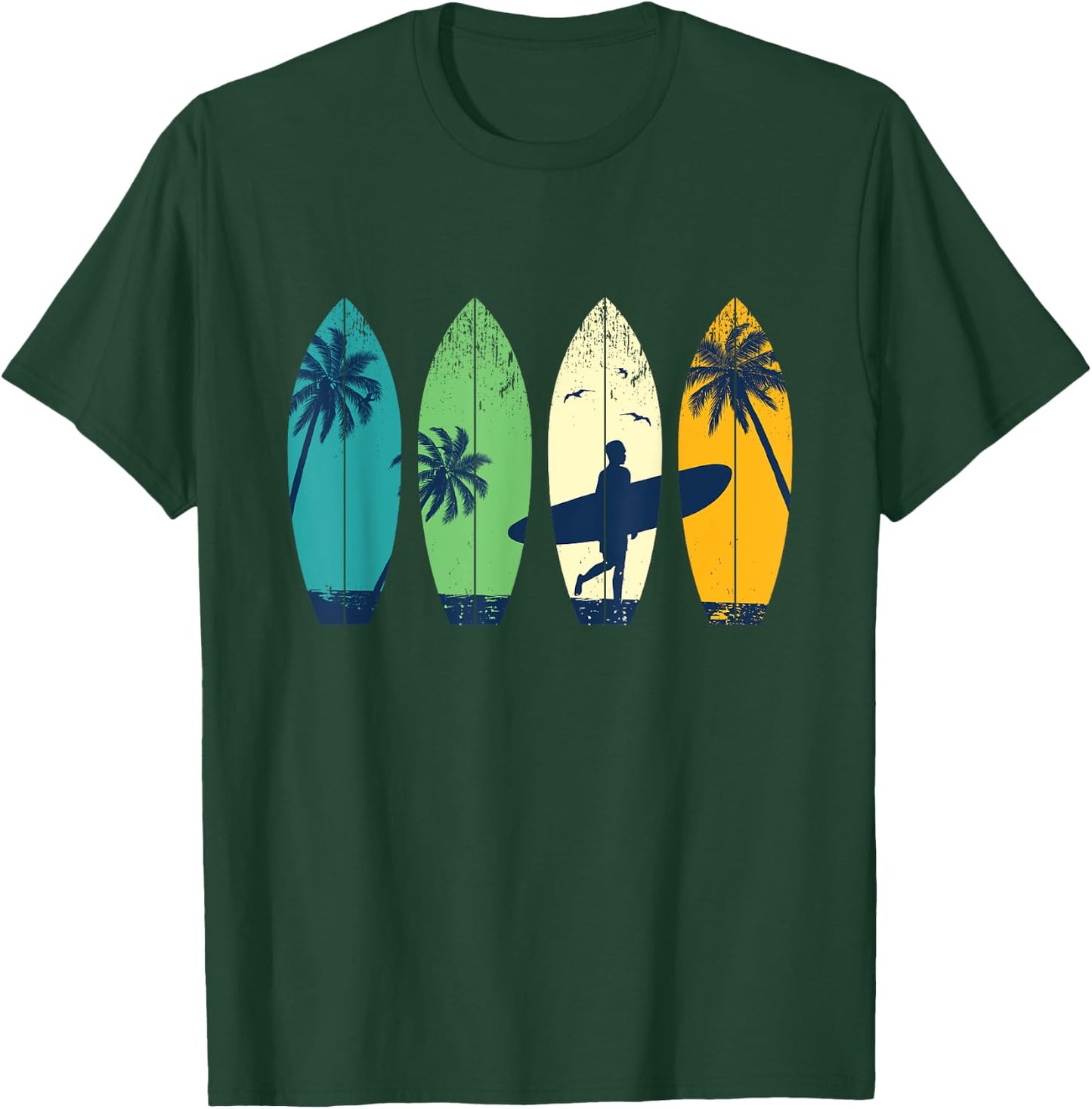 Retro Vintage Surfing Girl - Surfers Surfingboard Beach Wave T-Shirt - T-Shirt | Forest