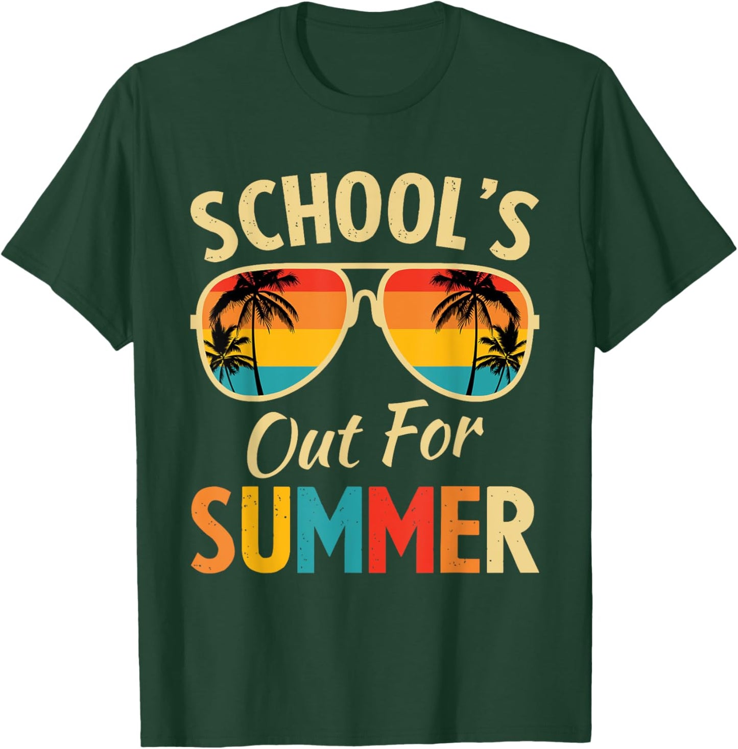 Last Day Of School Retro Schools Out For Summer Teacher T-Shirt - T-Shirt | Forest